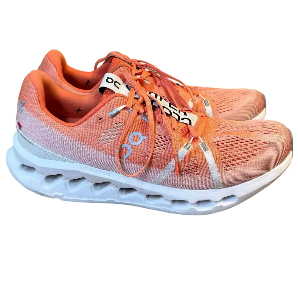 On Running Cloudsurfer 7 Neutral Sneaker Shoe Flame Orange White Men’s 11.5